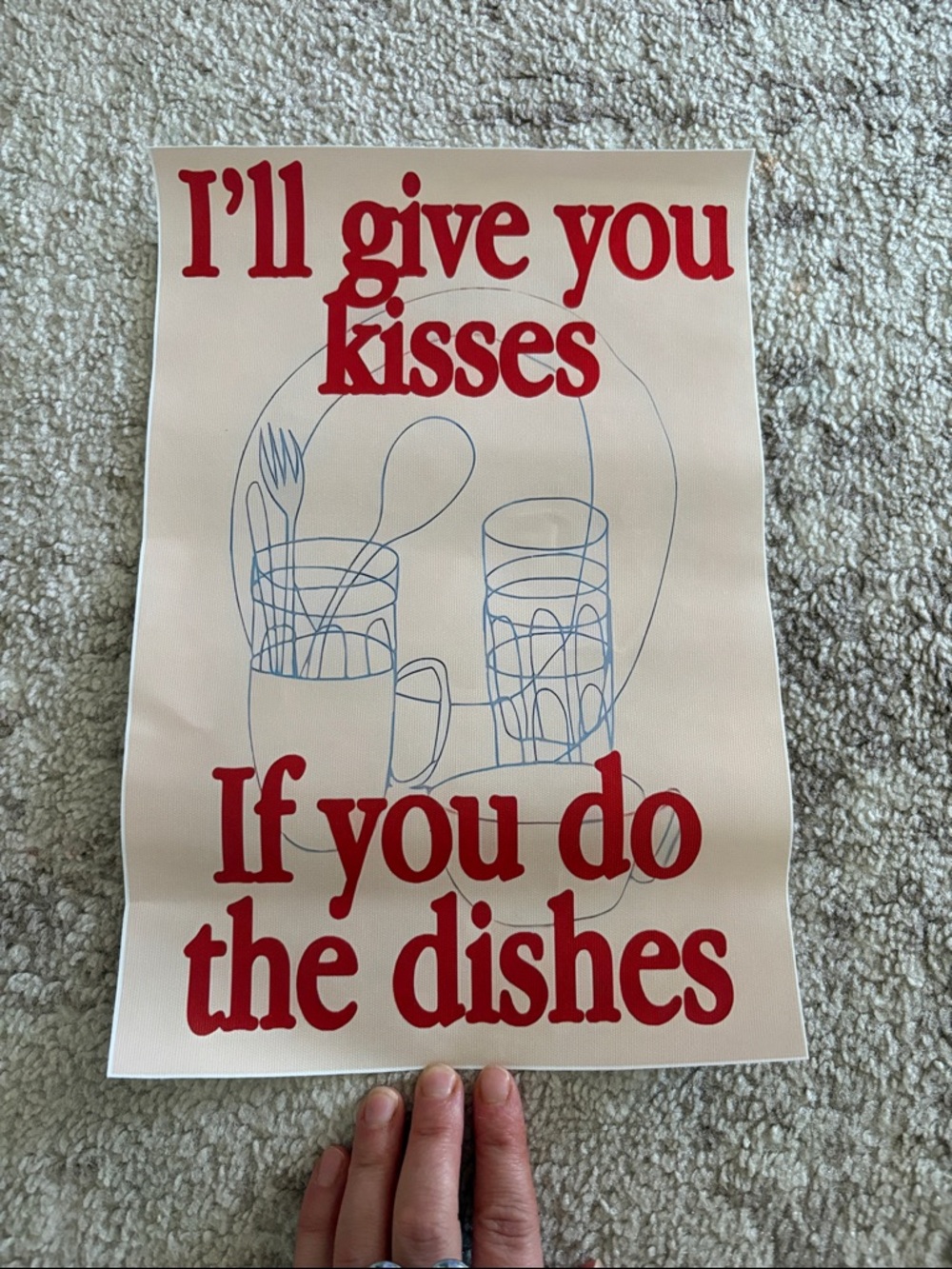Graphic Wall Print — “I'll Give You Kisses If You Do The Dishes” 8x12